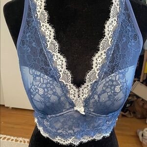 Adore Me Lace Bralette in Blue and White